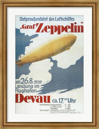 Framed Zeppelin in Devau 1939 Print
