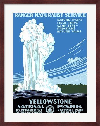 Framed Yellowstone National Park poster 1938 Print