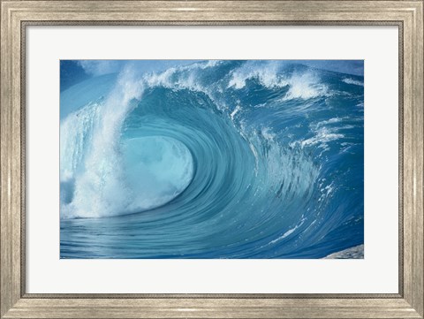 Framed Close-up of waves in the sea in turquoise Print