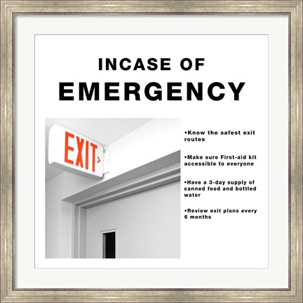 Framed In Case Of Emergency Print