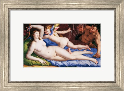 Framed Bronzino Venus, Cupido and Satyr Print