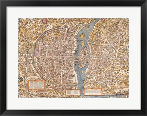 Framed Plan de Paris map Print