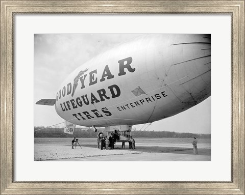 Framed Goodyear Blimp at Washington Air Post, 1938 Print