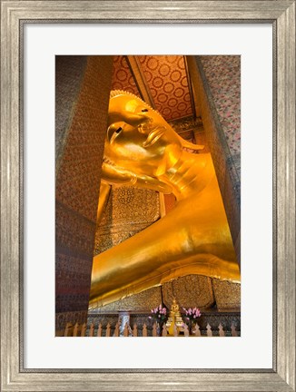 Framed Statue of reclining Buddha in a Temple, Bangkok, Thailand Print