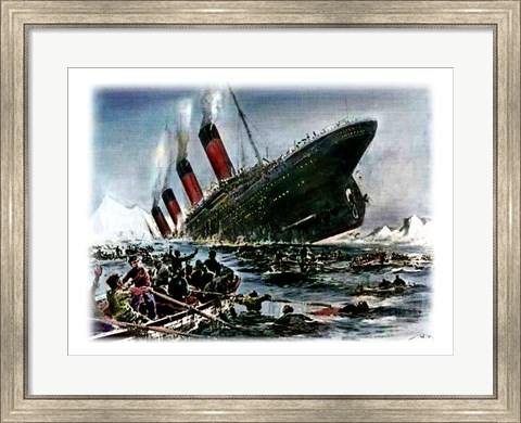 Framed Titanic Sinking Print