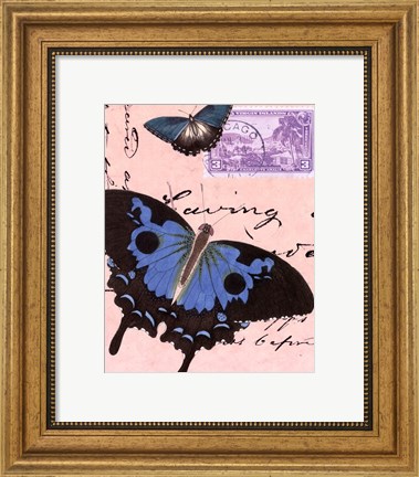 Framed Le Papillon Script V Print