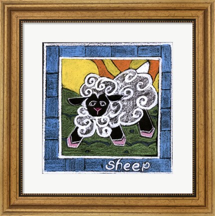 Framed Whimsical Sheep Print