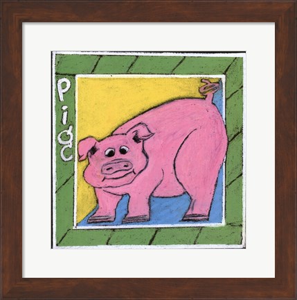 Framed Whimsical Pig Print