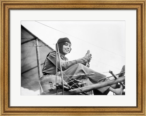 Framed Aviator Helene Dutrieu Seated in Her Airplane Print