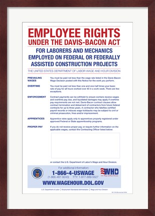 Framed Employee Rights Under the Davis-Bacon Act Print