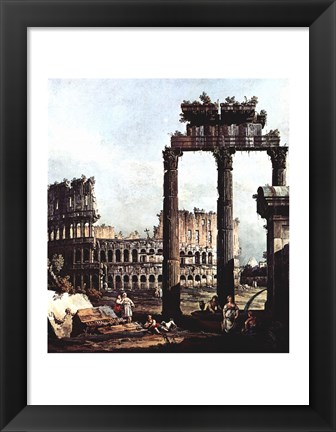 Framed Colosseum and the ruins of the Temple of Castor et Pollux Print