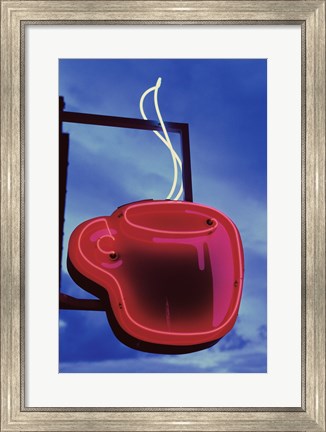 Framed Neon Coffee Cup Sign Print