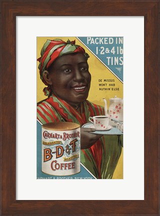 Framed Carhart &amp; Brother Celebrated B-D &amp; T Roasted Coffee Print