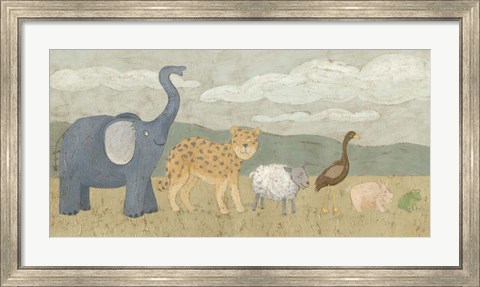 Framed Animals All in a Row I Print