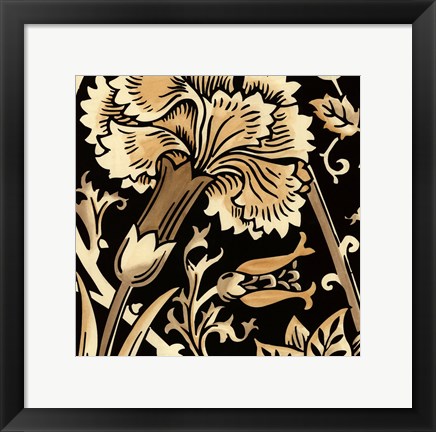 Framed Neutral Floral Motif I Print