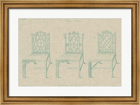 Framed Chinese Chippendale Chairs II Print