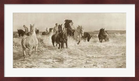 Framed Horses Bathing Print