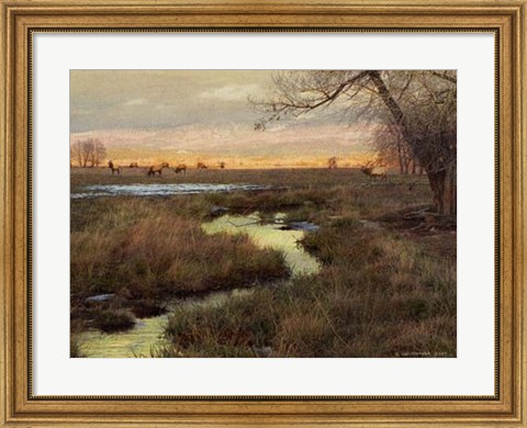 Framed Elk &amp; Creek Print