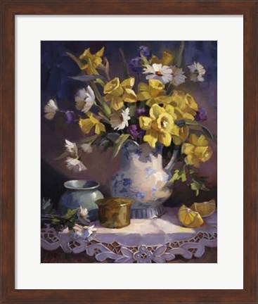 Framed Daffodils and Lace Print