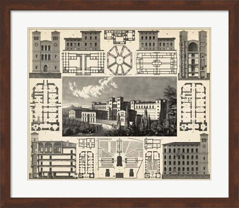 Framed Antique City Plan III Print