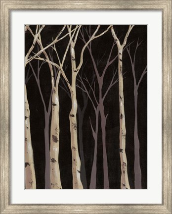 Framed Midnight Birches II Print