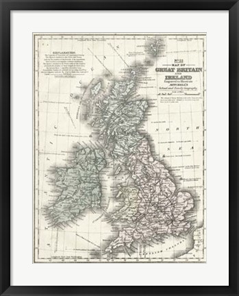 Framed Mitchell&#39;s Map of Great Britain &amp; Ireland Print