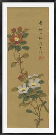 Framed Oriental Floral Scroll V Print