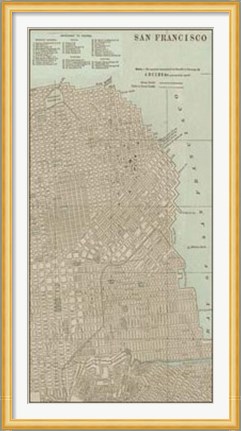 Framed Tinted Map of San Francisco Print