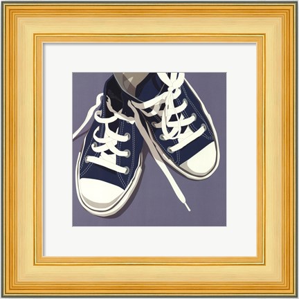 Framed Lowtops (blue on gray) Print