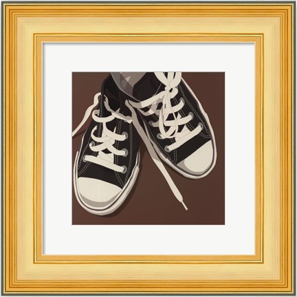 Framed Lowtops (black on brown) Print