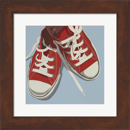 Framed Lowtops (red on blue) Print