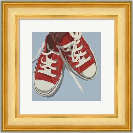Framed Lowtops (red on blue) Print