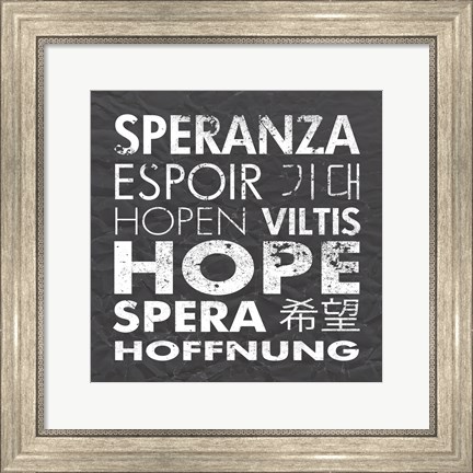 Framed Hope Square Gray Print