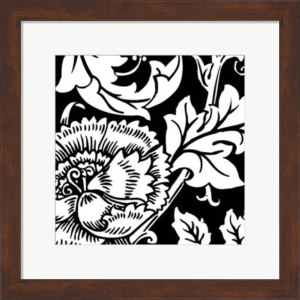 Framed B&amp;W Graphic Floral Motif III Print