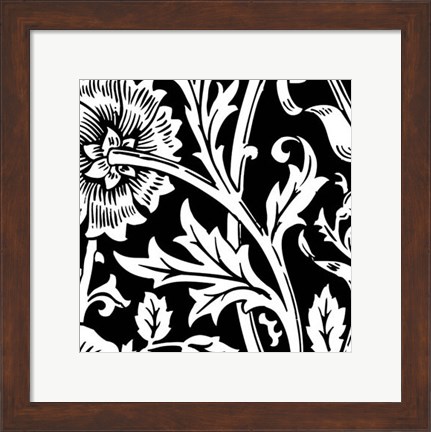Framed B&amp;W Graphic Floral Motif IV Print
