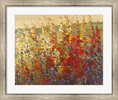Framed Field of Spring Flowers I Print