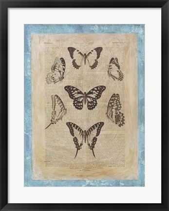 Framed Bookplate Butterflies III Print