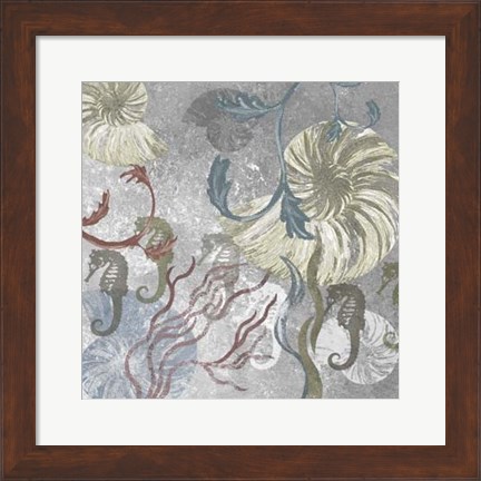 Framed Seahorse Collage II Print