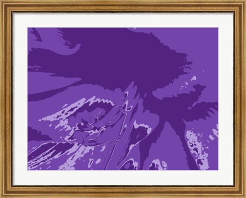 Framed Amaryllis Pistils up close on Purple Print