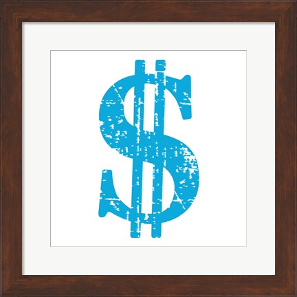 Framed Blue Dollar Sign Print