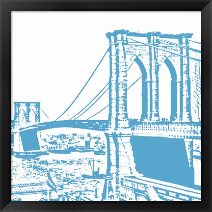 Framed Blue Brooklyn Bridge Print