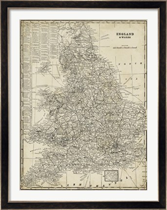 Framed Antique Map of England Print