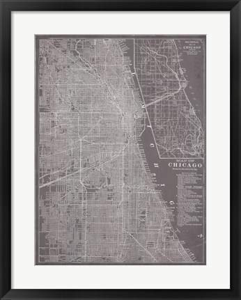 Framed City Map of Chicago Print