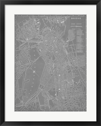 Framed City Map of Boston Print