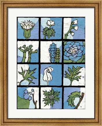 Framed Asure Botanical II 12-Patch Print