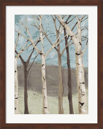 Framed Blue Birches I Print