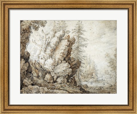 Framed Landscape with Waterfall Print