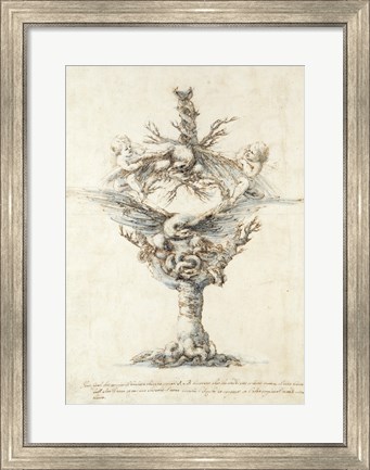 Framed Design for a Ewer with Eagles and PuttI Print