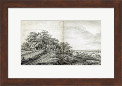 Framed Landscape with Haymakers Print