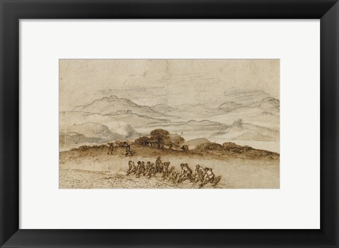 Framed Landscape in Latium with Farm Laborers Print